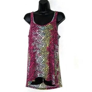 Volcom multicolor geometric hi-low tank top